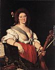 Bernardo Strozzi Famous Paintings - Gamba Player